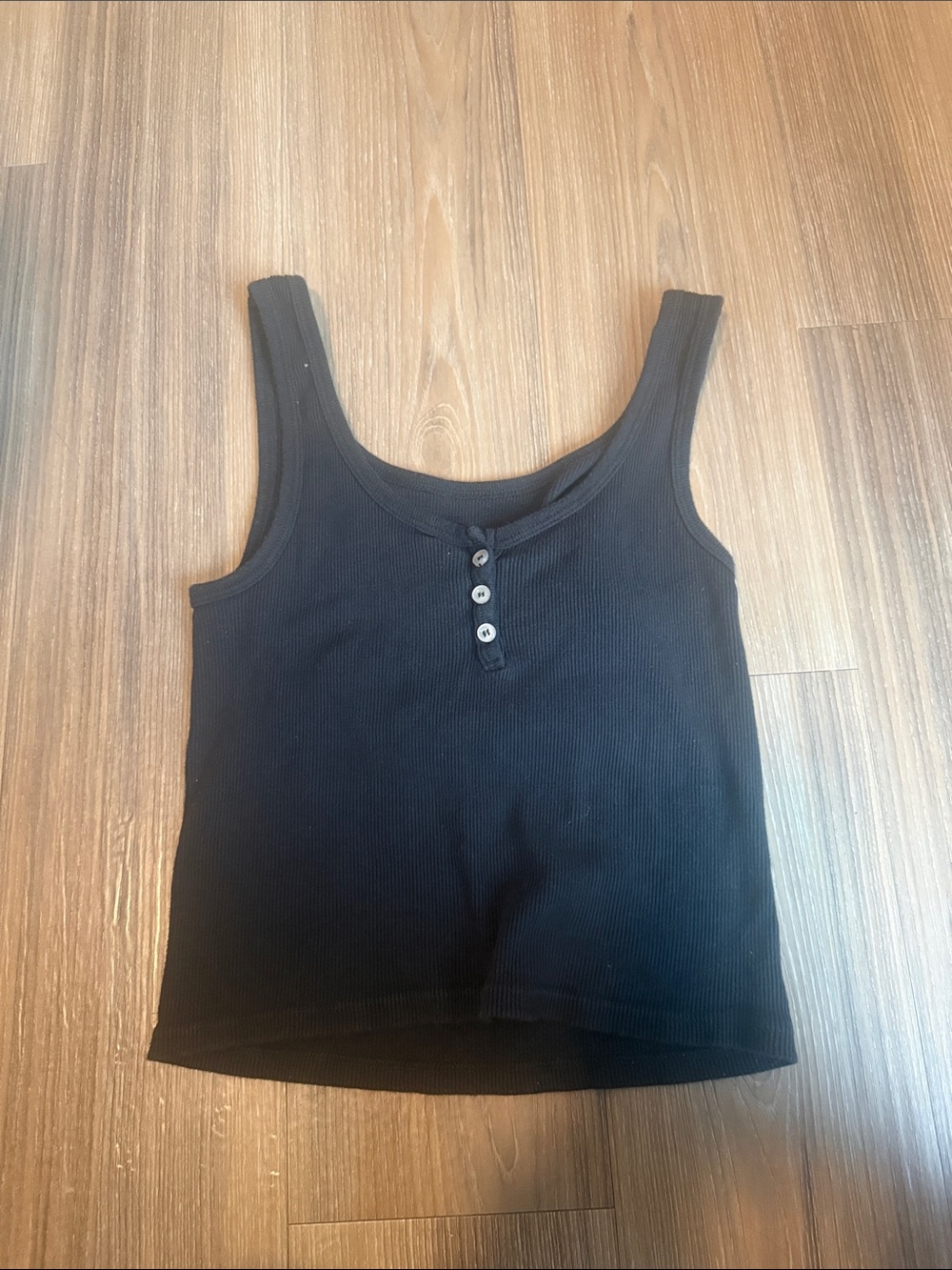 Brandy Melville John Galt Black Ribbed Button-Front Tank Top - Women